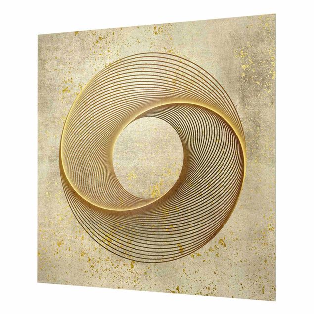 Glass splashback Line Art Circling Spirale Gold