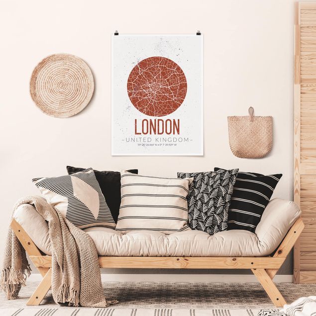 Prints London City Map London - Retro