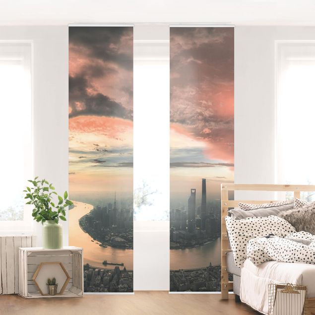 Sliding panel curtains architecture and skylines Shanghai Morning