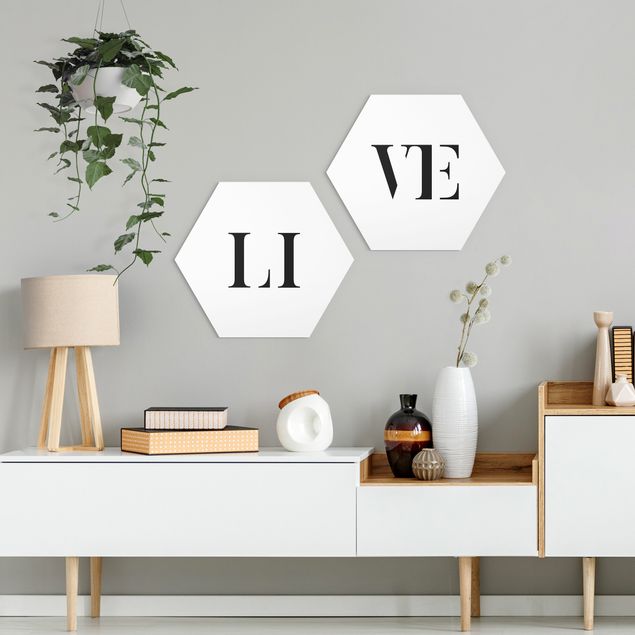 Quote wall art Letters LIVE Black Set I