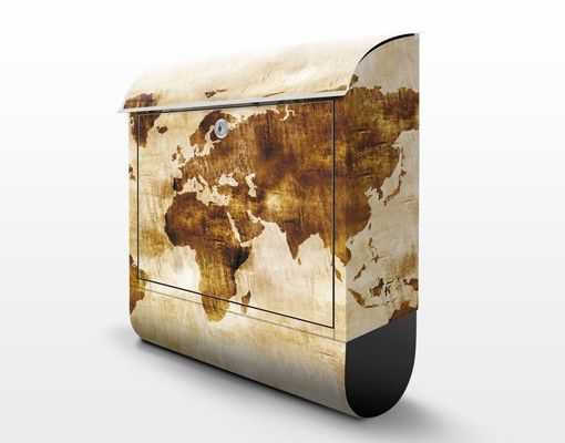 Letterboxes brown No.CG75 Map Of The World