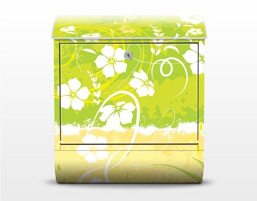 Green post box Springtime