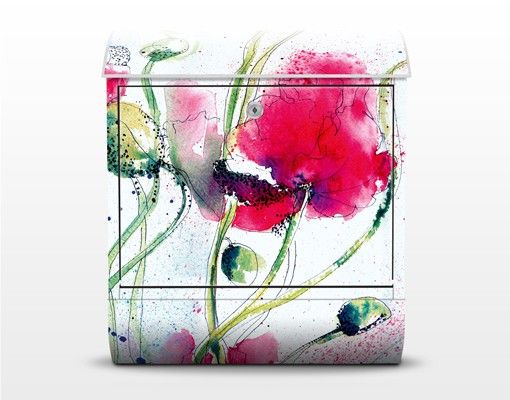 Letterboxes pink Painted Poppies