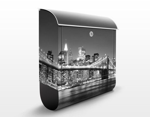 Letterboxes black and white Nighttime Manhattan Bridge II
