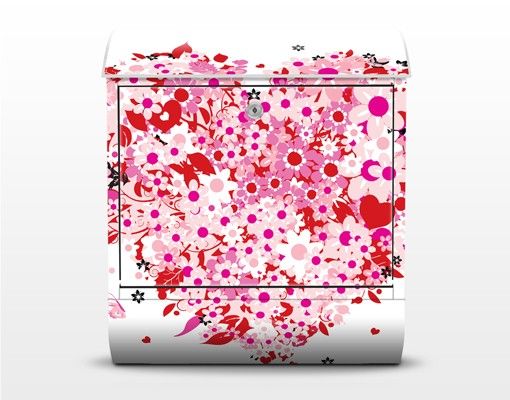 Letterboxes pink Floral Retro Heart