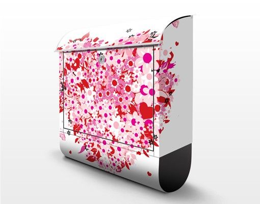 Red letter box Floral Retro Heart
