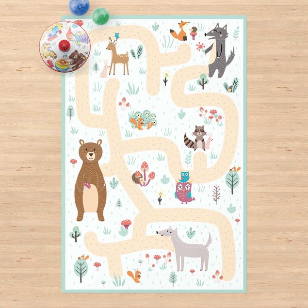 Outdoor rugs Playoom Mat Forest Animals - Friends On A Forest Path