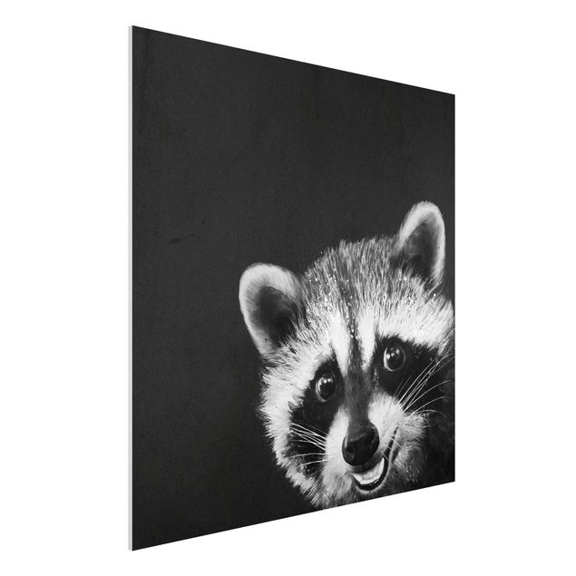 Bear print Illustration Racoon Black And White Painting