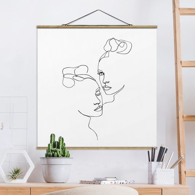 Kitchen Line Art Faces Women Black And White