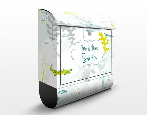 Letterboxes personalized text Blue Sea