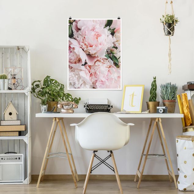 Floral canvas Peonies Light Pink