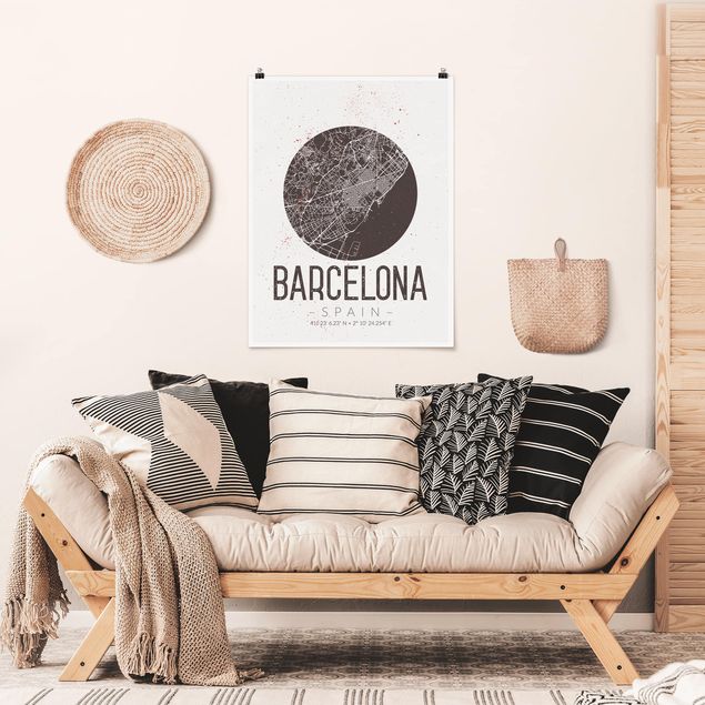 Posters maps Barcelona City Map - Retro