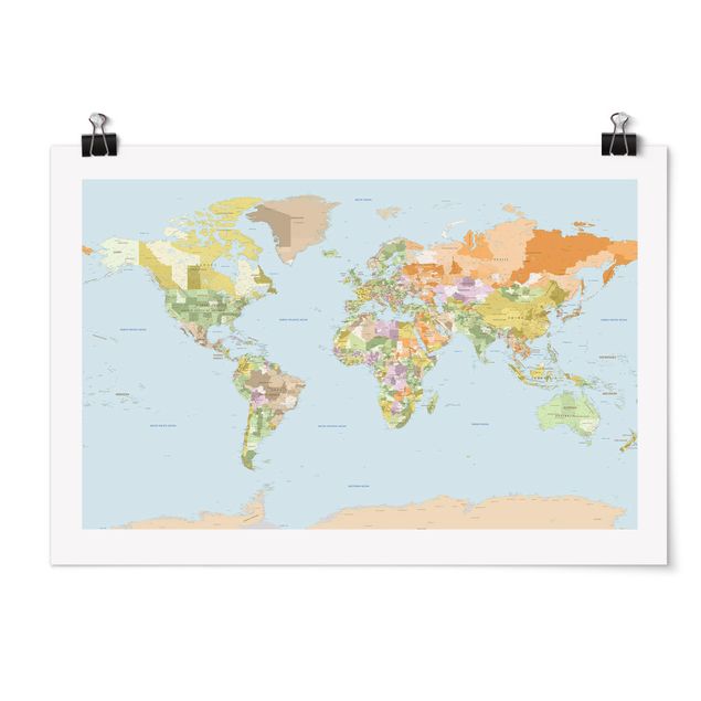 Framed quotes Political World Map