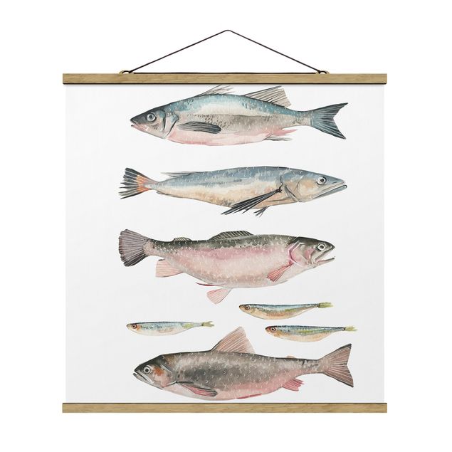 Modern art prints Seven Fish In Watercolour I