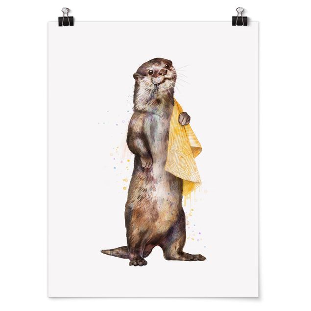 Animal canvas Illustration Otter With Towel Painting White