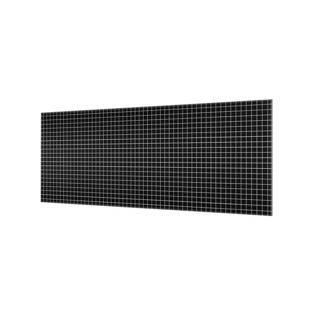Glass Splashback - Mosaic Tiles Black Matt - Panoramic