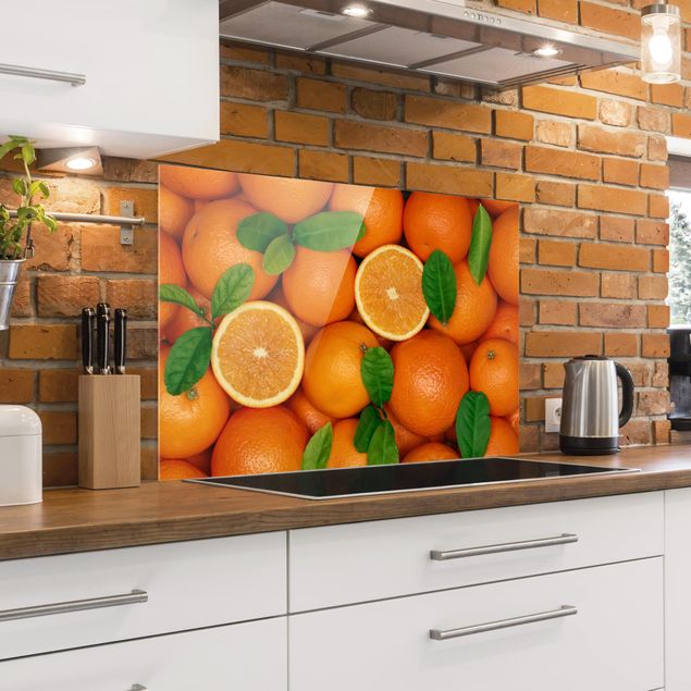 Glass splashback kitchen fruits and vegetables Juicy Oranges