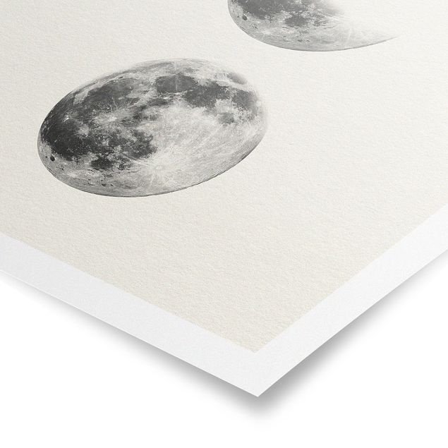 Grey canvas art Three Moons