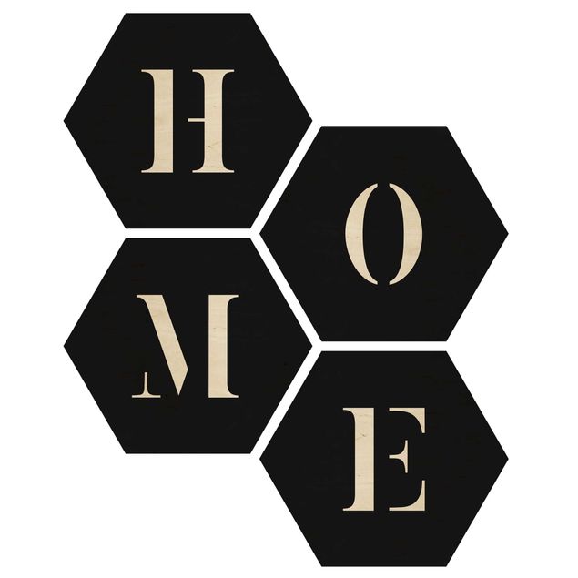 Prints on wood Letters HOME White Set II