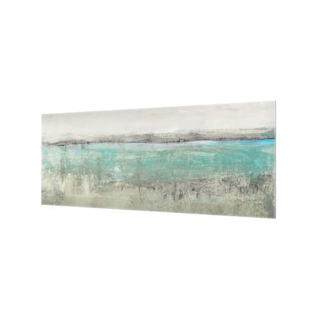 Glass Splashback - Horizon Over Turquoise I - Panoramic