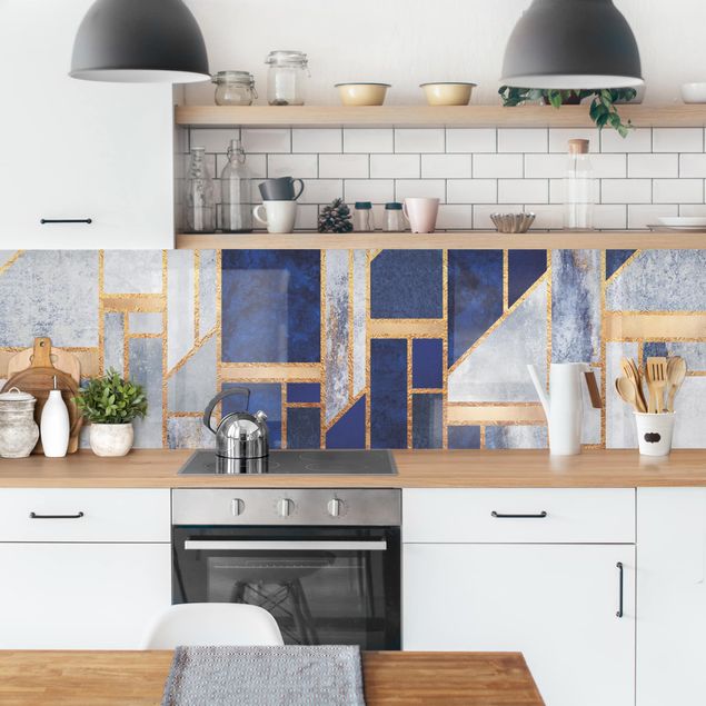 Kitchen splashback abstract Geometric Shapes With Gold