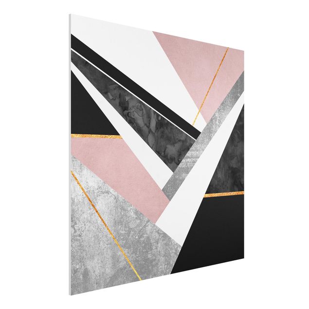 Art prints Black And White Geometry With Gold