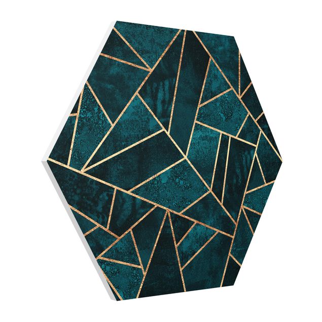 Contemporary art prints Dark Turquoise With Gold