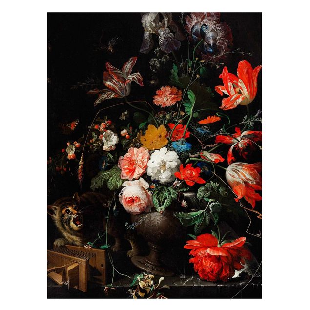 Cat print Abraham Mignon - The Overturned Bouquet