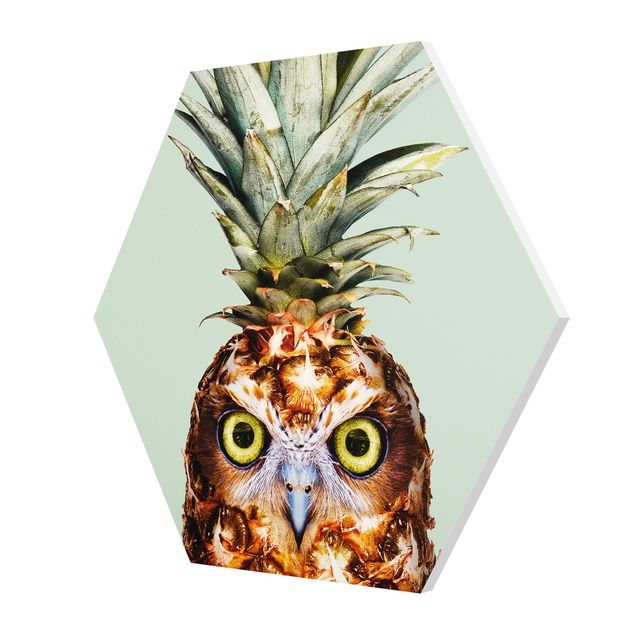 Green canvas wall art Pineapple With Owl