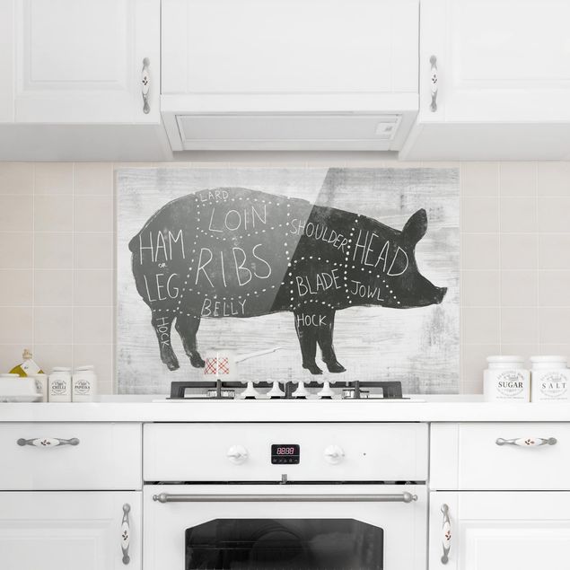 Glass splashback kitchen animals Butcher Board - Pig