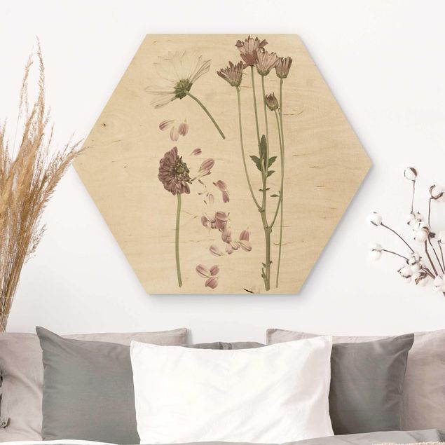 Wood prints flower Herbarium In Pink II