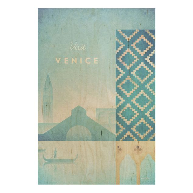 Vintage wood prints Travel Poster - Venice