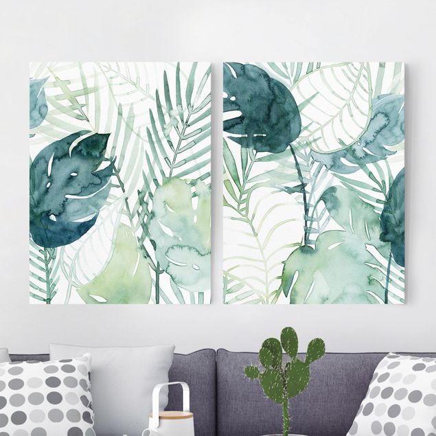 Kitchen Palm Fronds In Water Color Set II