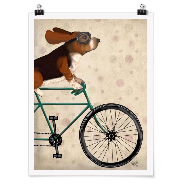 Vintage wall art Cycling - Basset On Bike