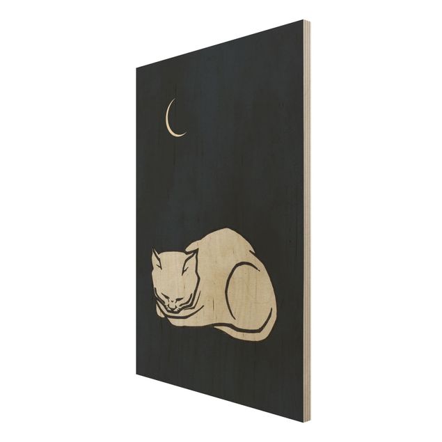 Wood photo prints Sleeping Cat Illustration