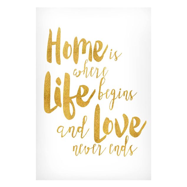 Family print Home Is Where Life Begins Gold
