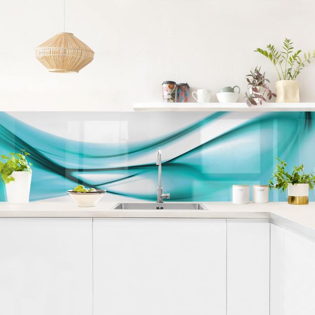 Kitchen splashback abstract Turquoise Design