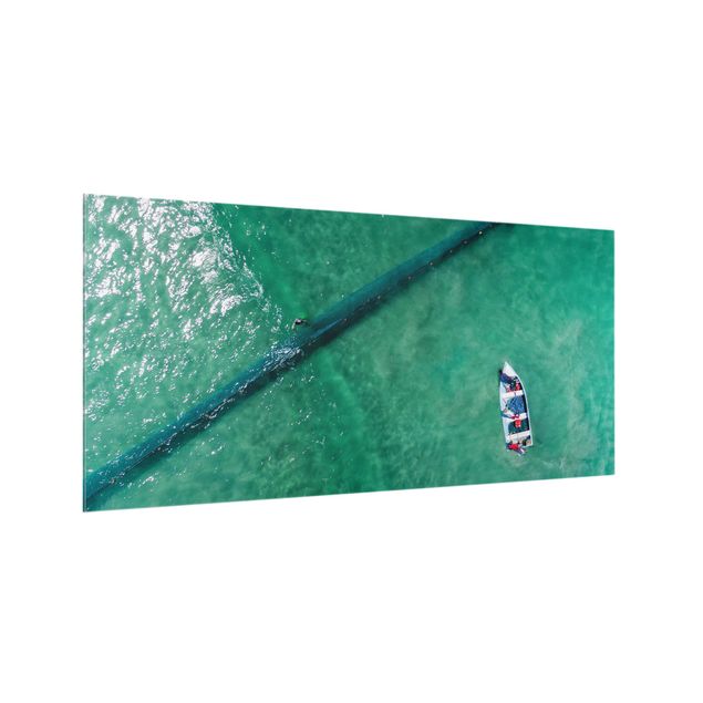Glass splashback beach Aerial View - Fishermen