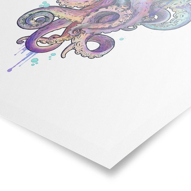 Animal canvas Illustration Octopus Violet Turquoise Painting