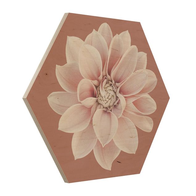 Floral picture Dahlia Beige Red Pink