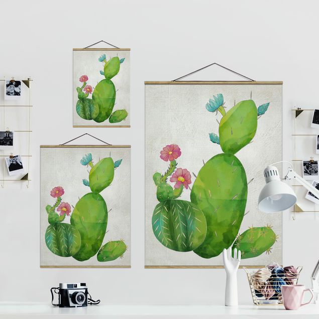 Prints Cactus Family In Pink And Turquoise