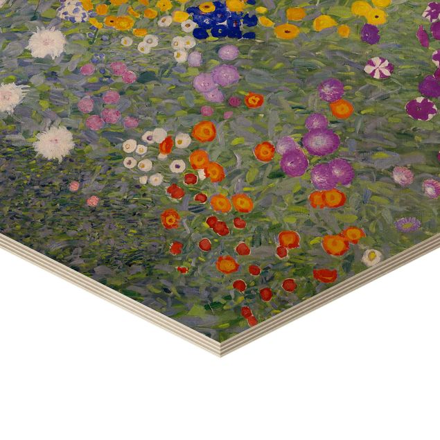 Prints on wood Gustav Klimt - Cottage Garden