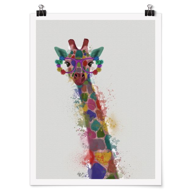 Modern art prints Rainbow Splash Giraffe