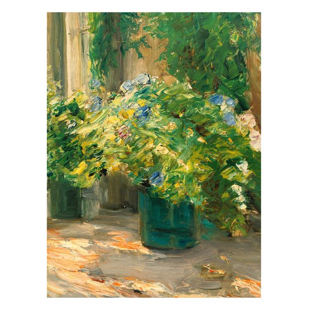 Paintings of impressionism Max Liebermann - Flower Pots In Front Of The House