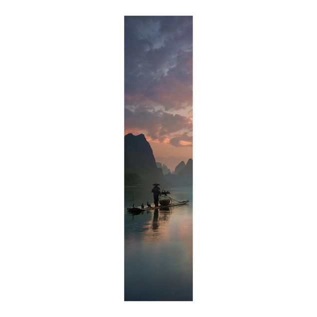 Sliding panel curtains landscape Sunrise Over Chinese River