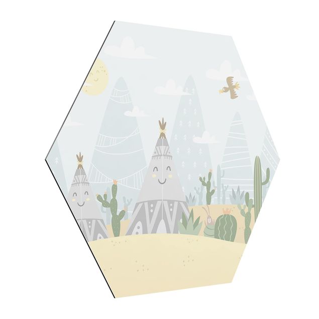 Contemporary art prints Tepee With Cacti