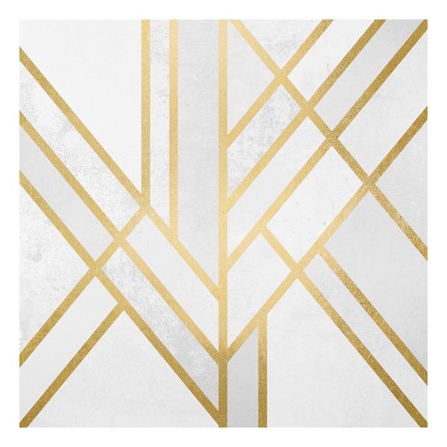 Kitchen Art Deco Geometry White Gold