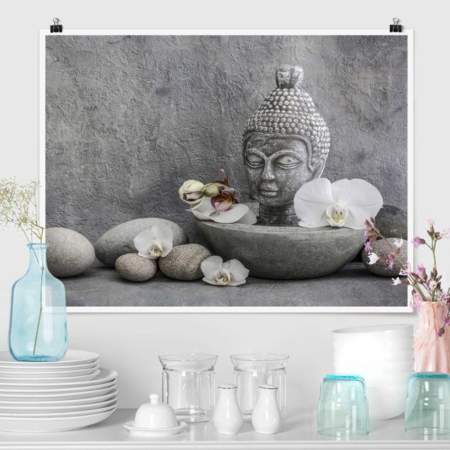 Kitchen Zen Buddha, Orchid And Stone