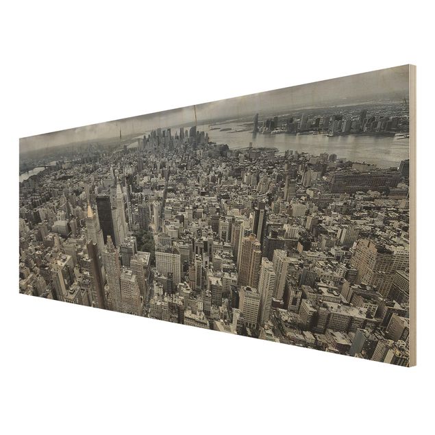Wood photo prints View Over Manhattan