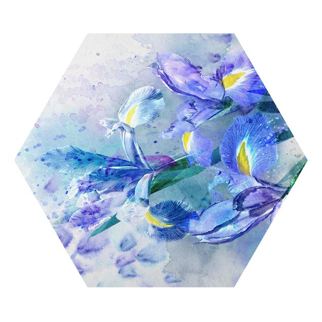 Navy blue wall art Watercolour Flowers Iris